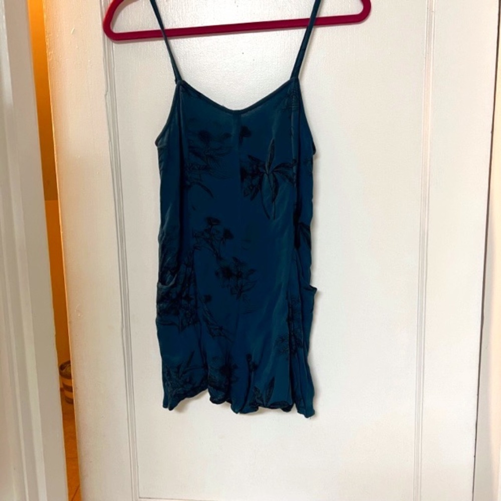 Adorable Teal Flower patterned mini romper XS